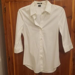 Theory,  White, 3/4 length sleeve, Collared Shirt